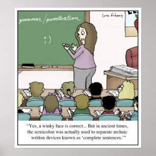 Poster Semicolon "Winky Face" Teacher Cartoon
