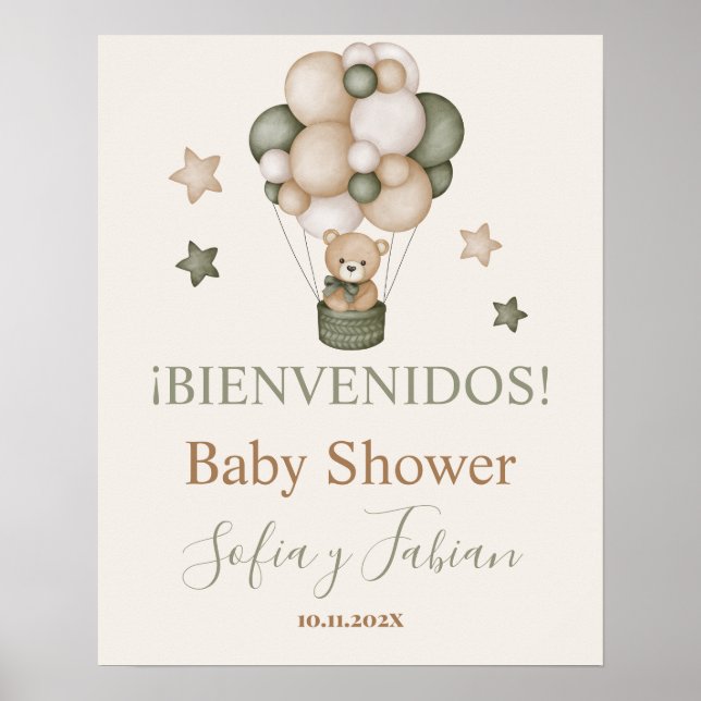 Poster Señal de bienvenida de Teddy Bear Baby shower Boy (Devant)