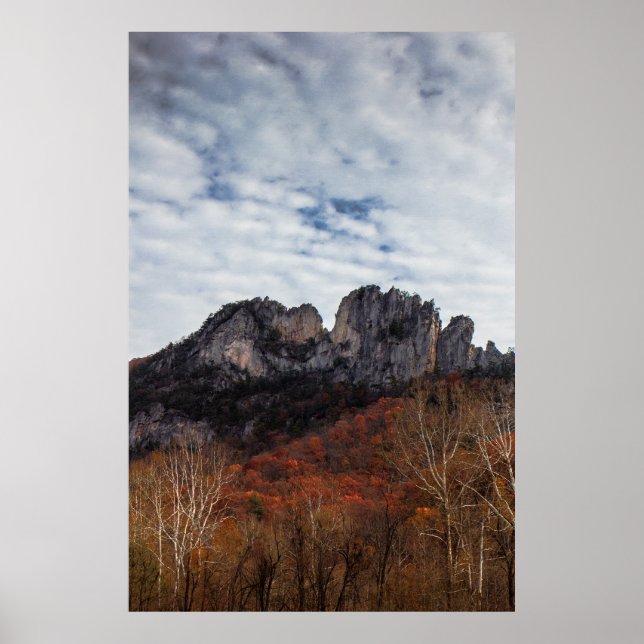 Poster Seneca Rocks à Fall, Virginie-Occidentale (Devant)
