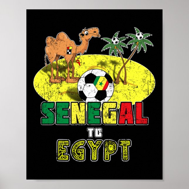 Poster Senegal National Soccer Team To Egypt Retro  (Devant)