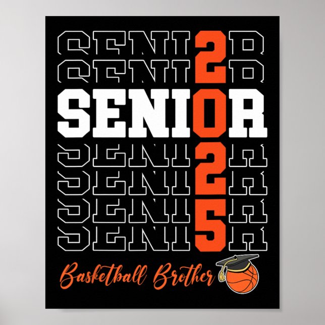 Poster Senior 2025 Sketll Brother Gift Cl Of 2025 Proud B (Devant)