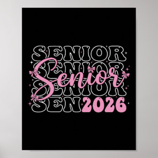 Poster Senior 2026 Cl de 2026 Rose Coquette Bow Filles Gr