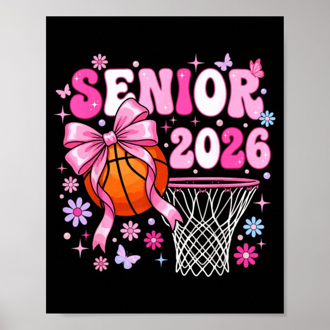 Poster Senior 2026 class of 2026 basketball coquette bow (Devant)