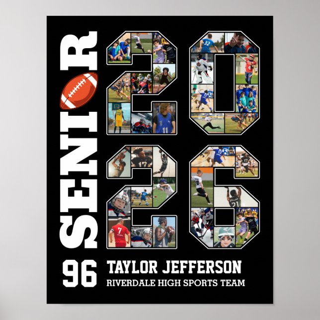 Poster Senior 2026 Football Team Sports Photo Collage (Devant)