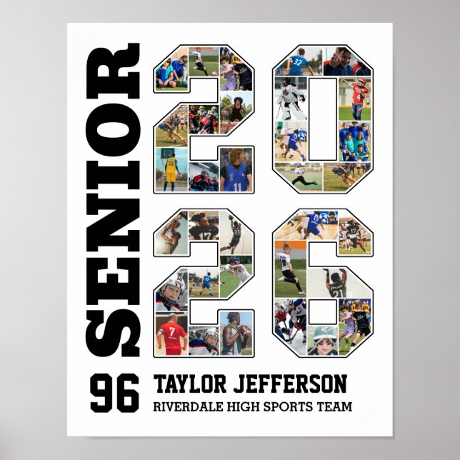 Poster Senior 2026 School Sports Team Photo Collage (Devant)