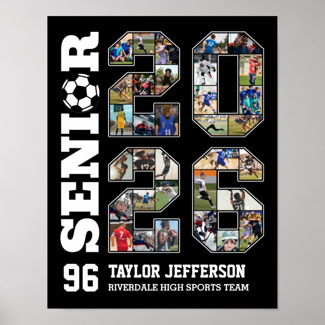 Poster Senior 2026 Soccer Team Sports Photo Collage (Devant)