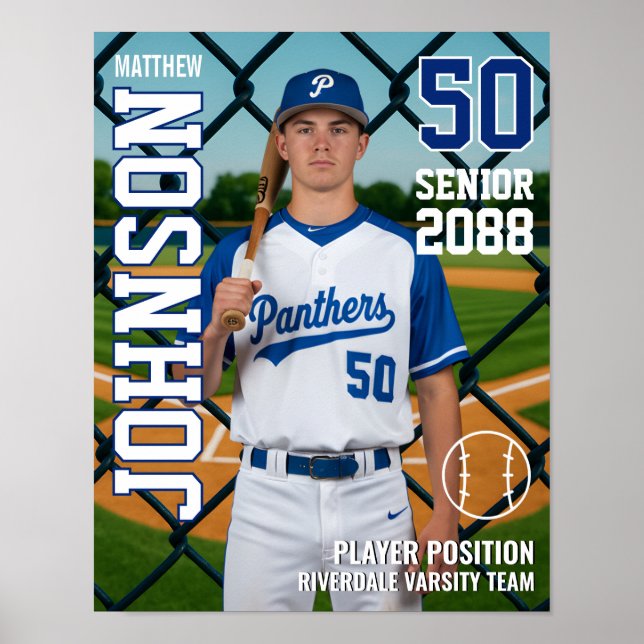 Poster Senior Baseball Team Custom Photo Sports (Devant)