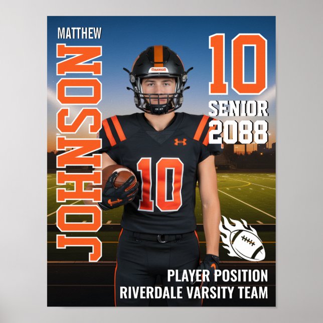 Poster Senior Football Stadium Player Photo Sports (Devant)