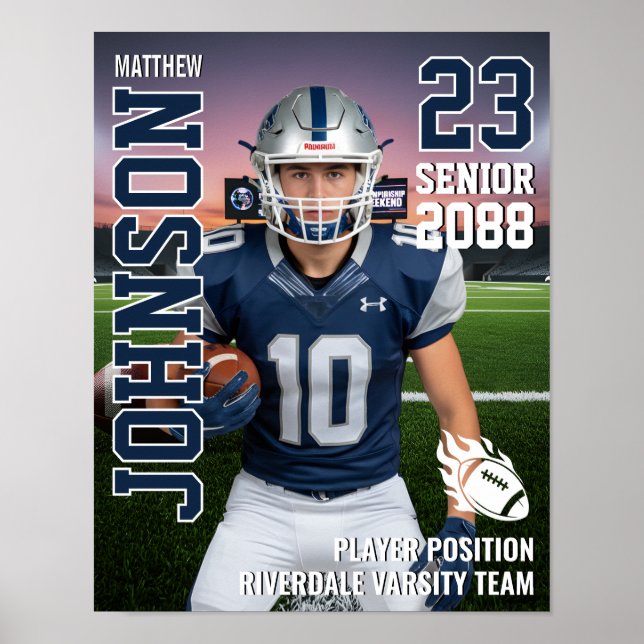 Poster Senior Football Team Custom Photo Gift Sports (Devant)