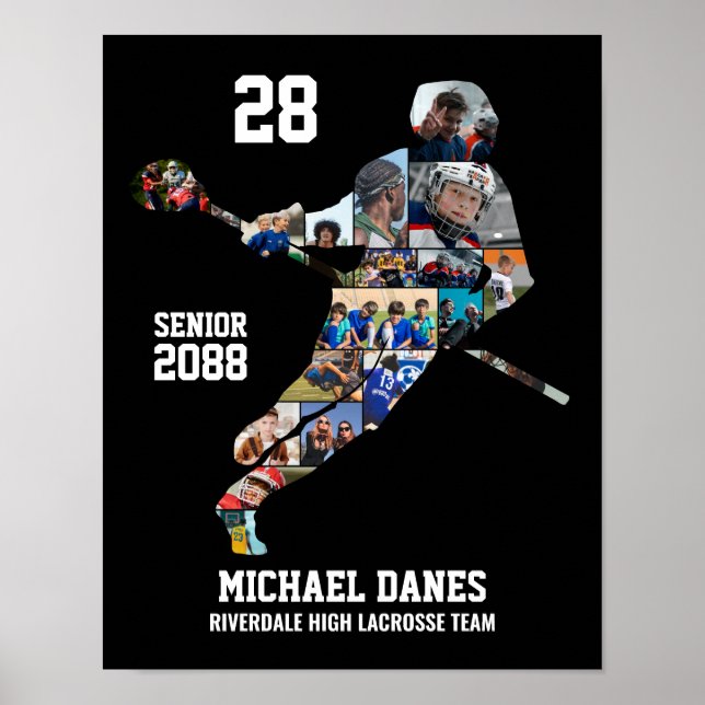 Poster Senior Lacrosse Custom Sports Photo Collage (Devant)