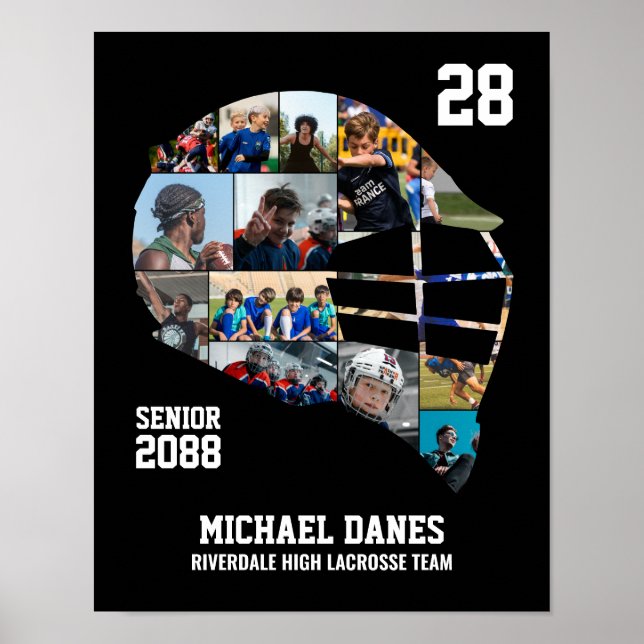 Poster Senior Lacrosse Player Custom Photo Collage (Devant)