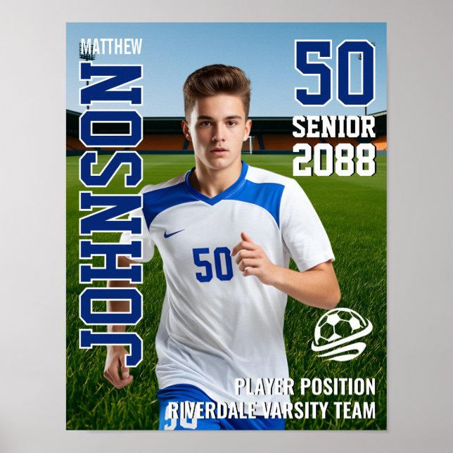 Poster Senior Soccer Player Team Photo Custom Sports (Devant)