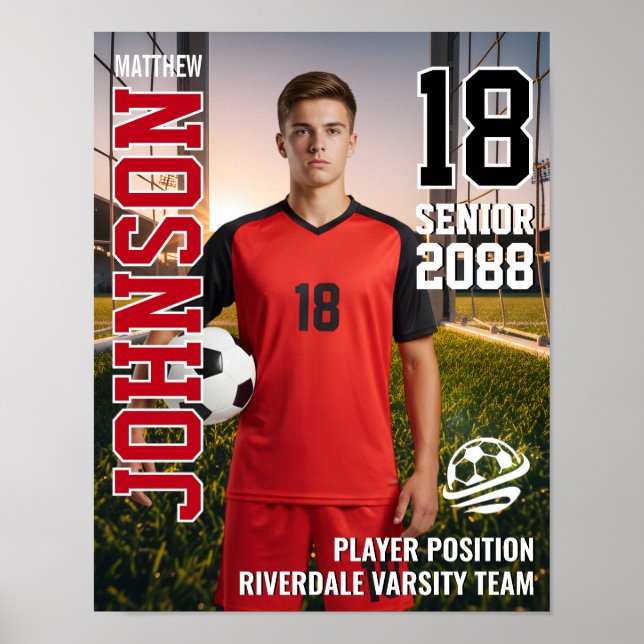 Poster Senior Soccer Team Custom Player Photo Sports (Devant)