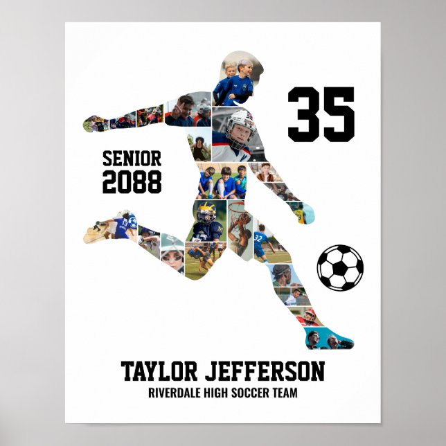 Poster Senior Soccer Team Sports Custom Photo Collage (Devant)