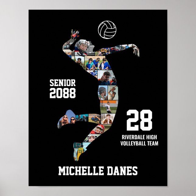 Poster Senior Volleyball Team Custom Sports Photo Collage (Devant)