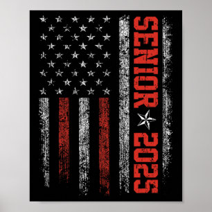 Poster Senior Year 2025 American Flag Usa Graduation Cl O
