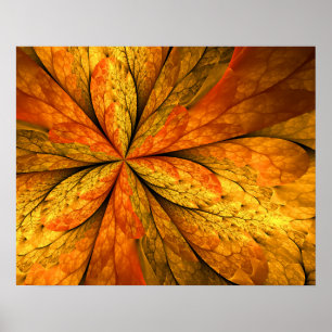 Poster Sensation d'automne, Fleur Abstraite fractale mode