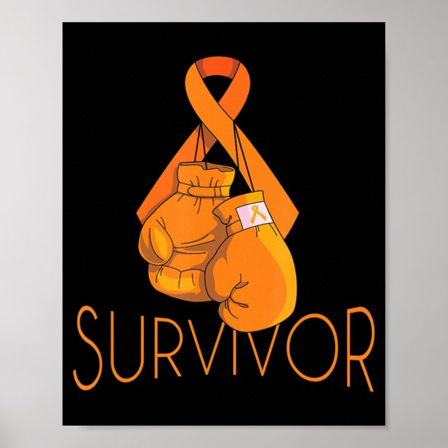 Poster Sensibilisation à la leucémie Survivor Orange Ribb (Devant)