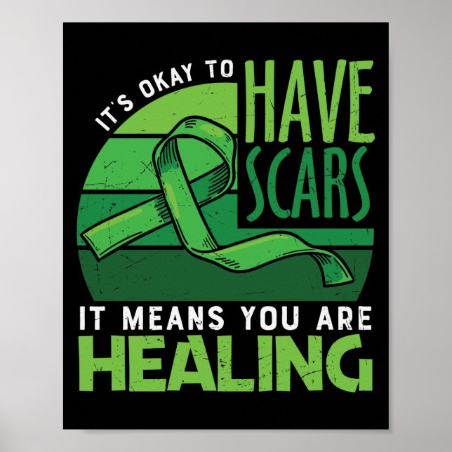 Poster Sensibilisation à la santé mentale du ruban vert (Devant)