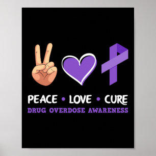 Poster Sensibilisation à la surdose de drogue Peace Love