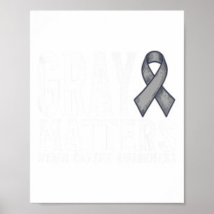 Poster Sensibilisation à la tumeur cérébrale Gris S Cerve