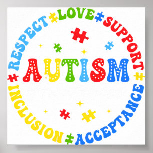 Poster Sensibilisation à l'autisme Respect Amour Soutien 