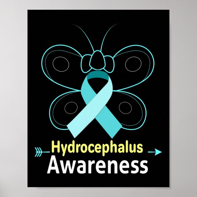 Poster Sensibilisation à l'hydrocéphalie du ruban bleu cl (Devant)