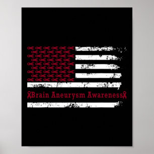 Poster Sensibilisation à l'neurysme cérébral USA Drapeau 