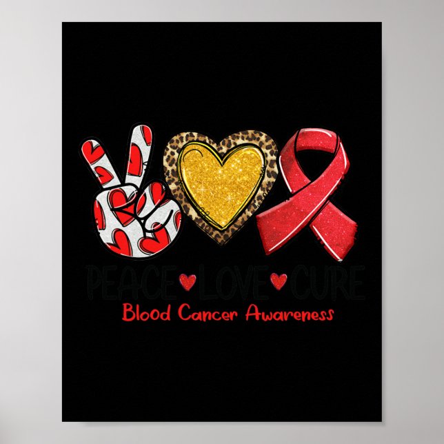 Poster Sensibilisation au cancer du sang Paix Amour Cure  (Devant)