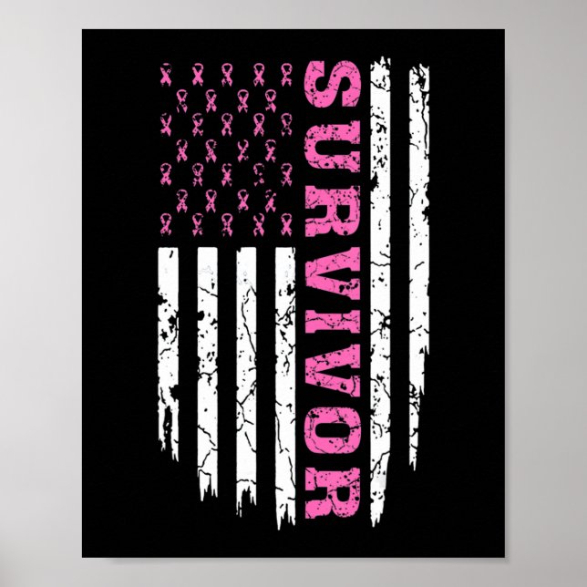 Poster Sensibilisation au cancer du sein Ruban rose Survi (Devant)