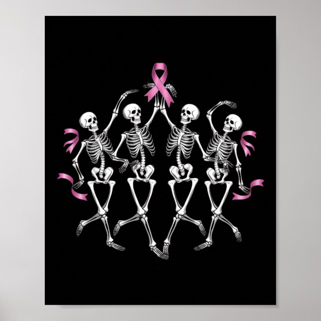 Poster Sensibilisation au cancer Squelette Danser Coûts d (Devant)