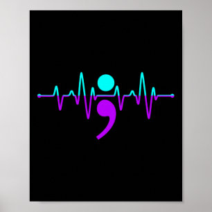 Poster Sensibilisation au suicide Heartbeat Happy Ribbon 