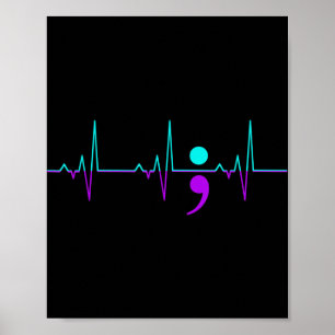 Poster Sensibilisation au suicide Heartbeat Happy Ribbon 