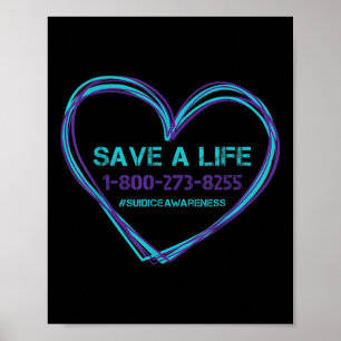 Poster Sensibilisation au suicide Sauver une vie Turquois