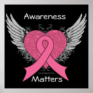 Poster Sensibilisation Importance Grunge Heart - Cancer d