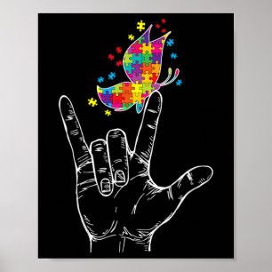 Poster Sensibilisation Je t'aime Asl Hand Sign Language B
