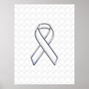 Poster Sensibilisation moderne au ruban blanc sur les chè