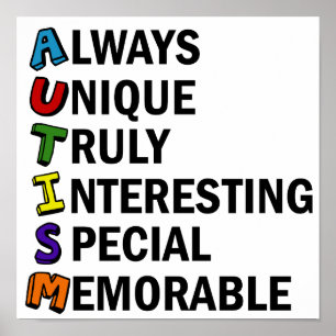 Poster Sensibilisation sur l'autisme Acrostique mignon po