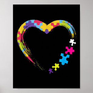 Poster Sensibilisation sur l'autisme Coeur Ruban Kindness