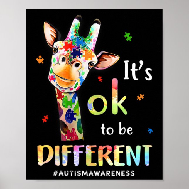 Poster Sensibilisation sur l'autisme Cute Giraffe Animal  (Devant)