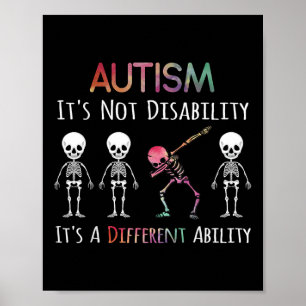 Poster Sensibilisation sur l'autisme Dabbing Skull Autism