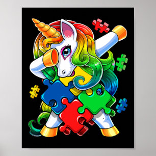 Poster Sensibilisation sur l'autisme Dabbing Unicorn Puzz