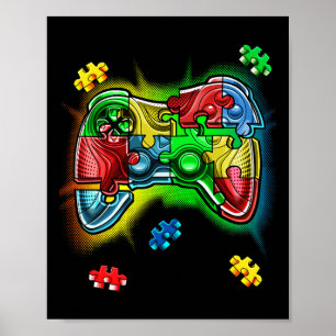 Poster Sensibilisation sur l'autisme de jeu vidéo contrôl