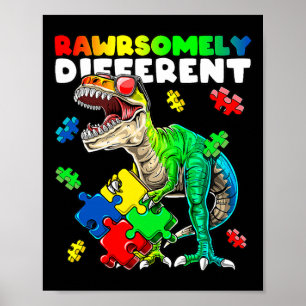 Poster Sensibilisation sur l'autisme Dinosaure Rawrsomeme