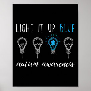Poster Sensibilisation sur l'autisme Éclairage Il En Bleu