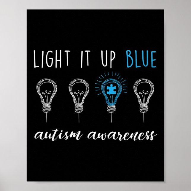 Poster Sensibilisation sur l'autisme Éclairage Il En Bleu (Devant)