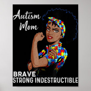 Poster Sensibilisation sur l'autisme Forte Maman Afro Mèr