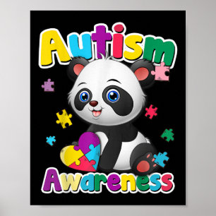 Poster Sensibilisation sur l'autisme Panda Puzzle Pièces
