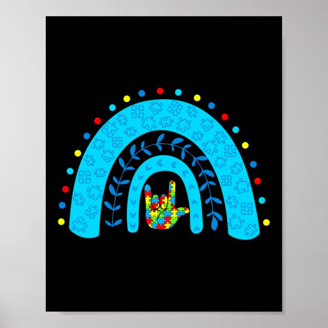 Poster Sensibilisation sur l'autisme Rainbow Support Puzz (Devant)