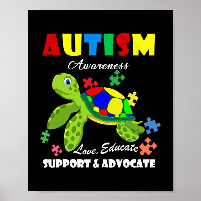 Poster Sensibilisation sur l'autisme Turtles Puzzle Maman (Devant)